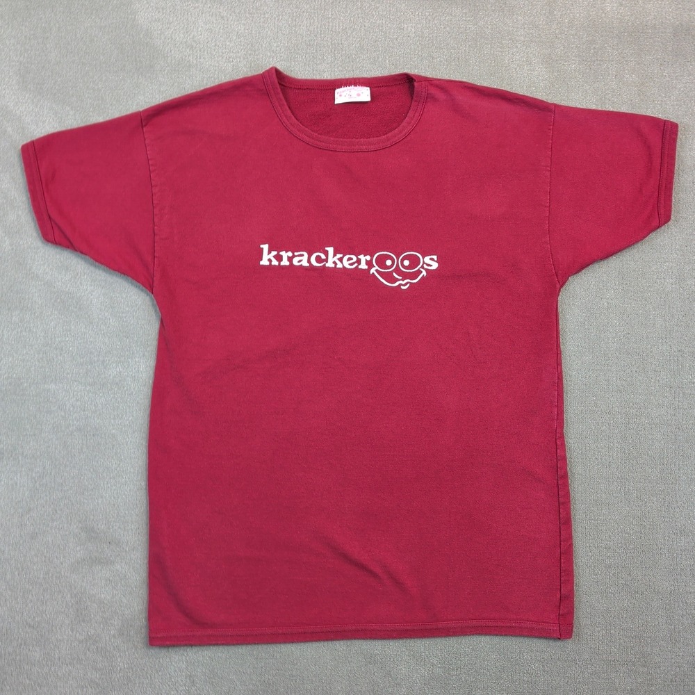 Krackeroos T Shirt Men Medium Red Embroidered Graphic Logo Vintage 90s USA